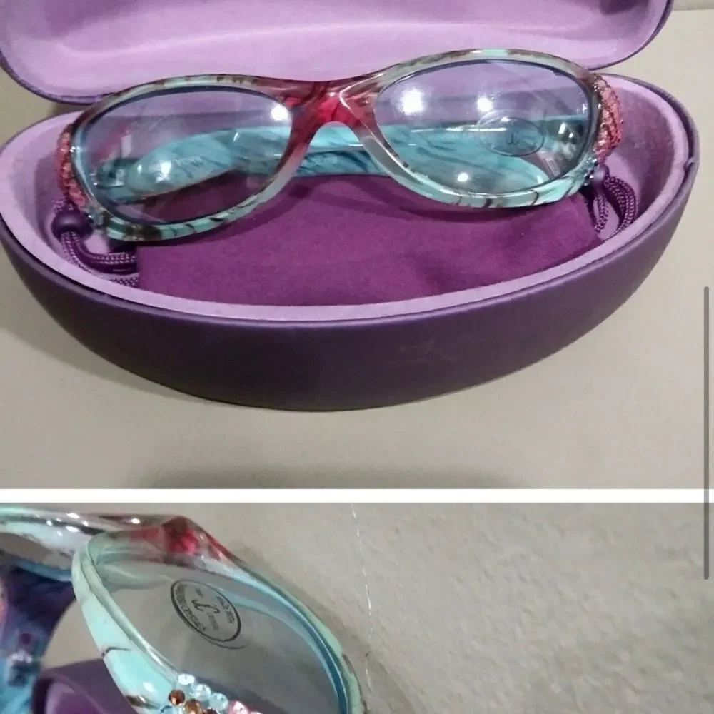 Jimmy Crystal New York Swarovski Crystal Frame clear Lens reading Glasses.
